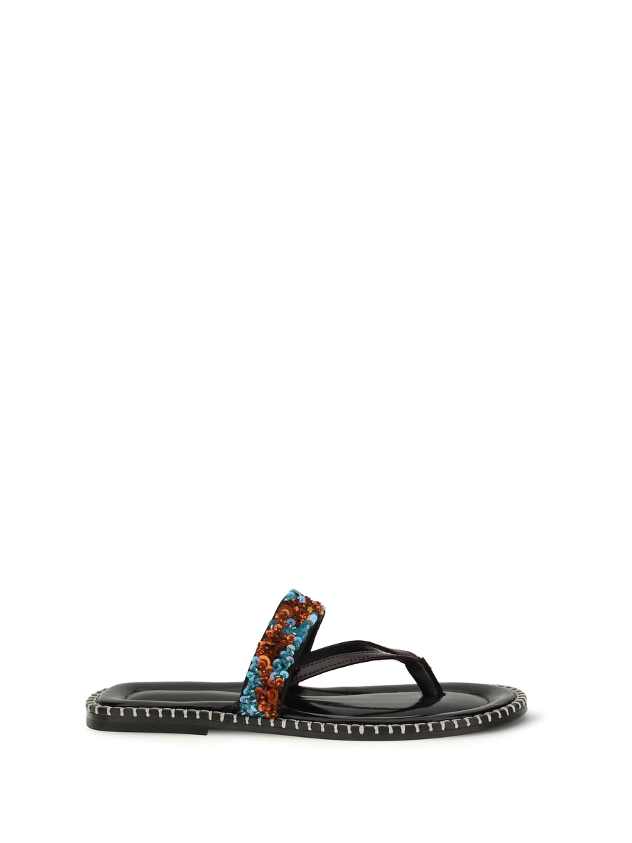 Sandals Slip-On Turquoise Calf Leather Trainers