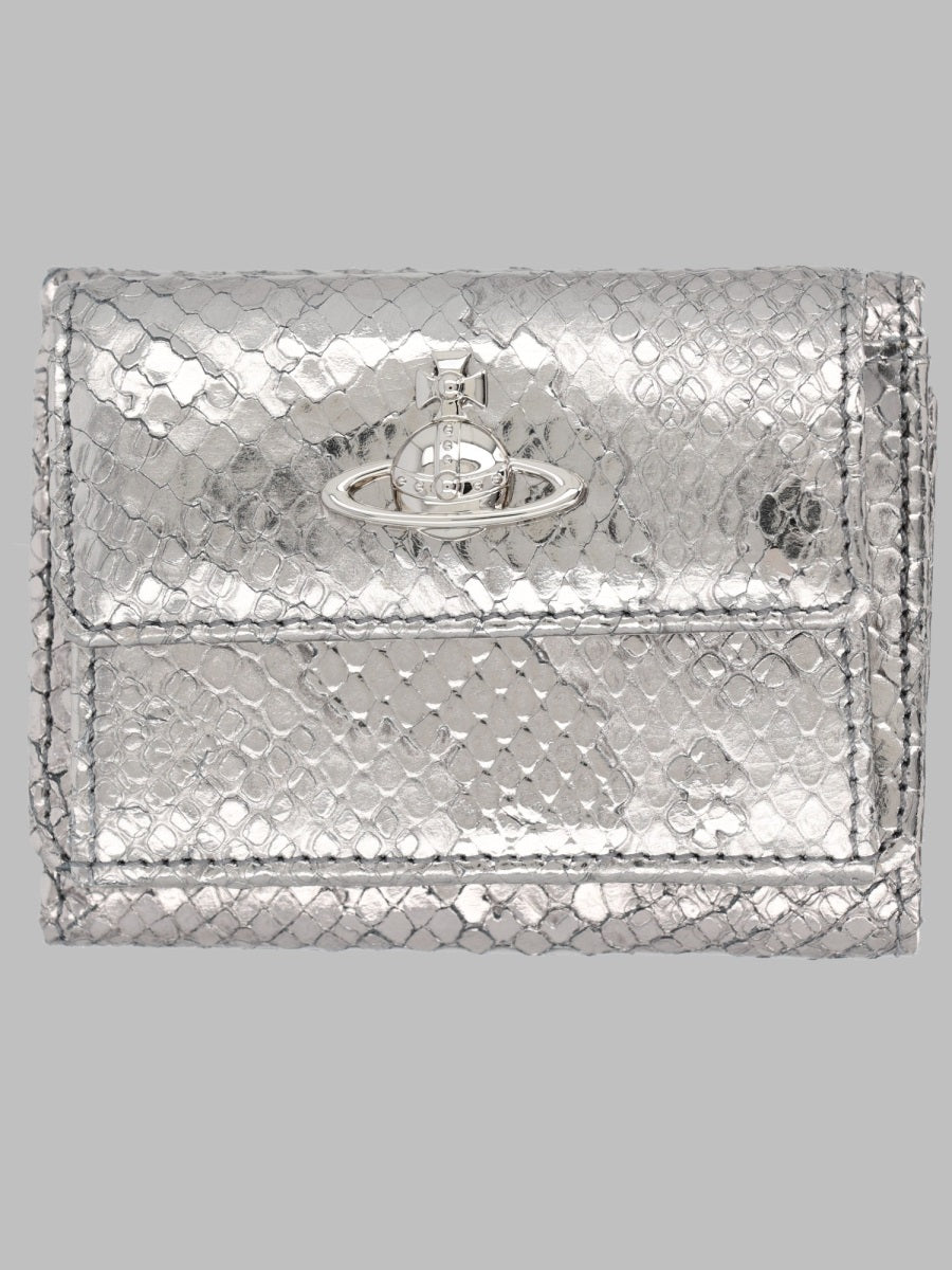 Wallet With Orb Detail Grey Calf Leather & Purses