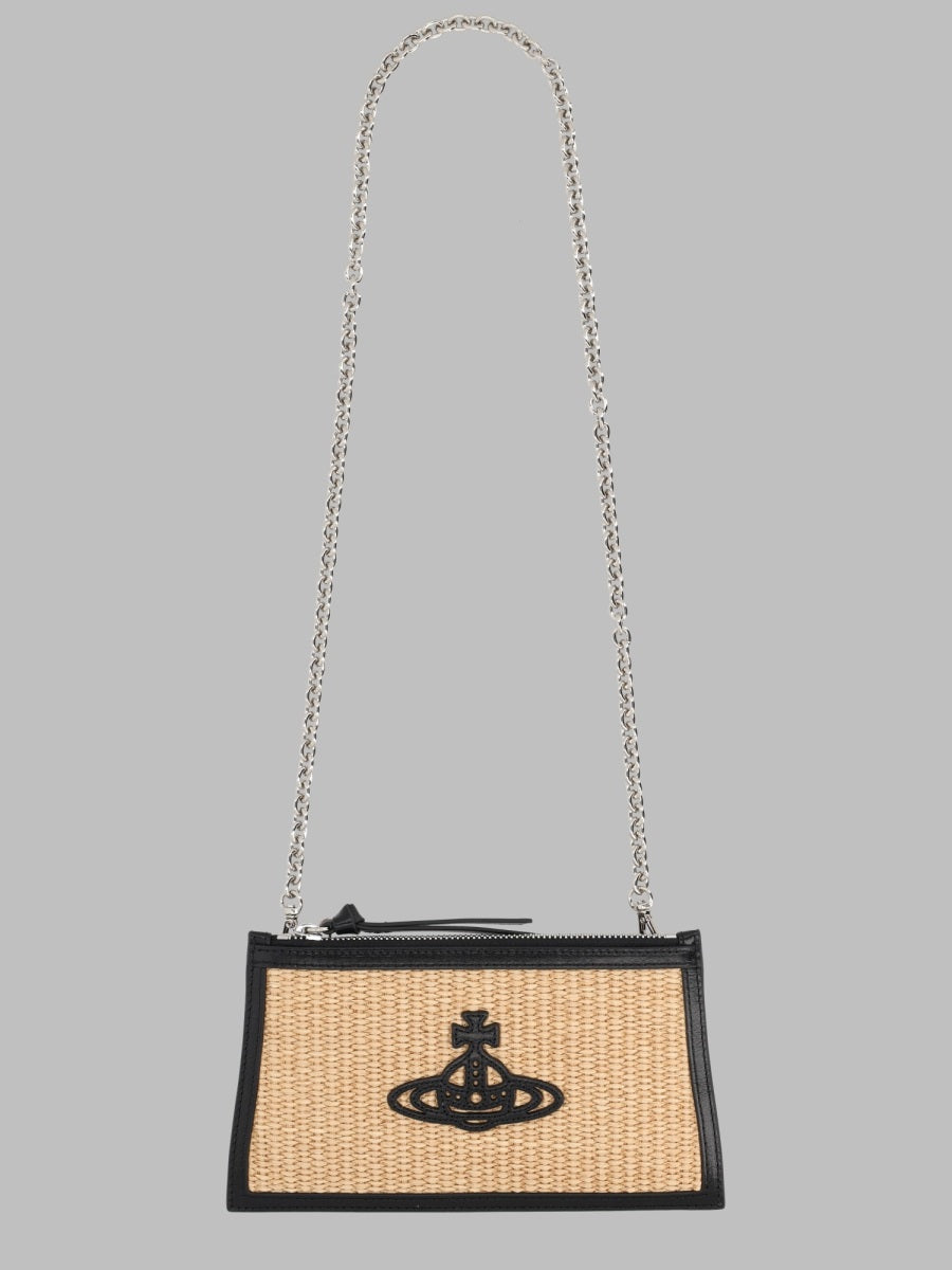Clutch Bag Flat Small Woven Beige Cotton Polyamide