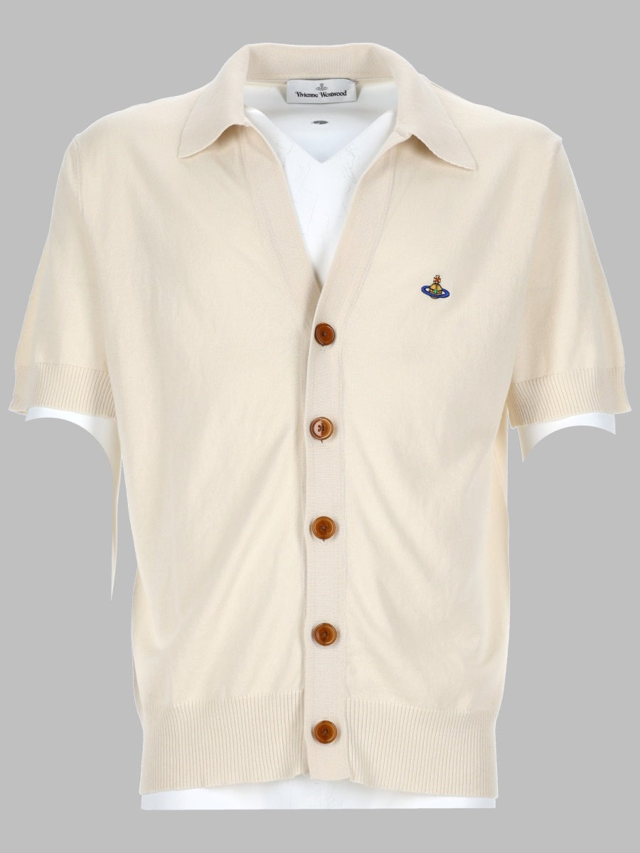 Polo Cardigan Ivory Cotton Shirts