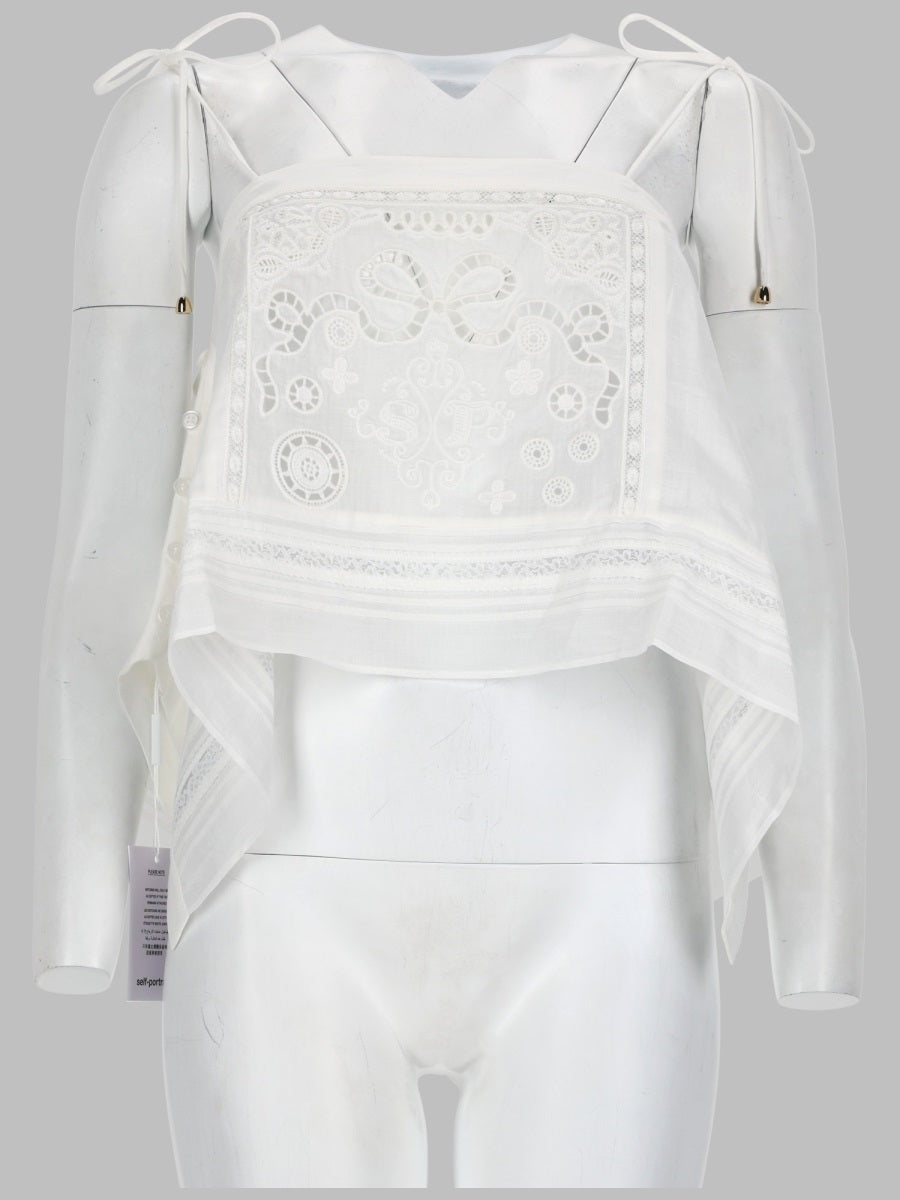Embroidered Top White Rayon Tops