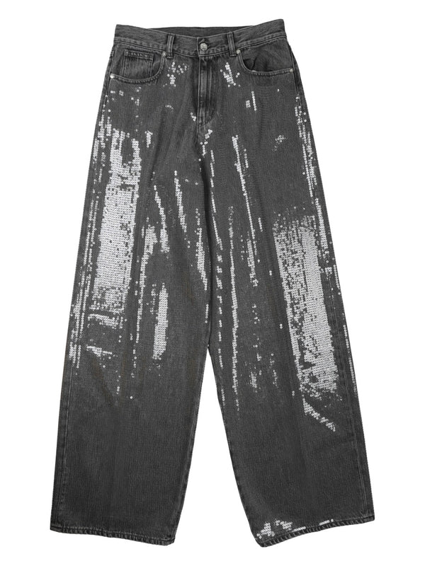 Jeans With Sequins, Grey Cotton