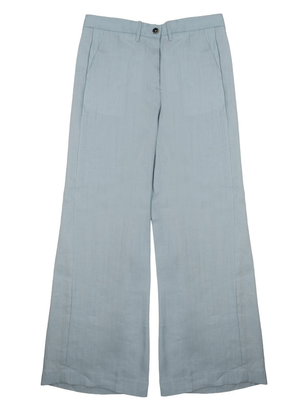 Trousers Karen Baby Blue Viscose Linen