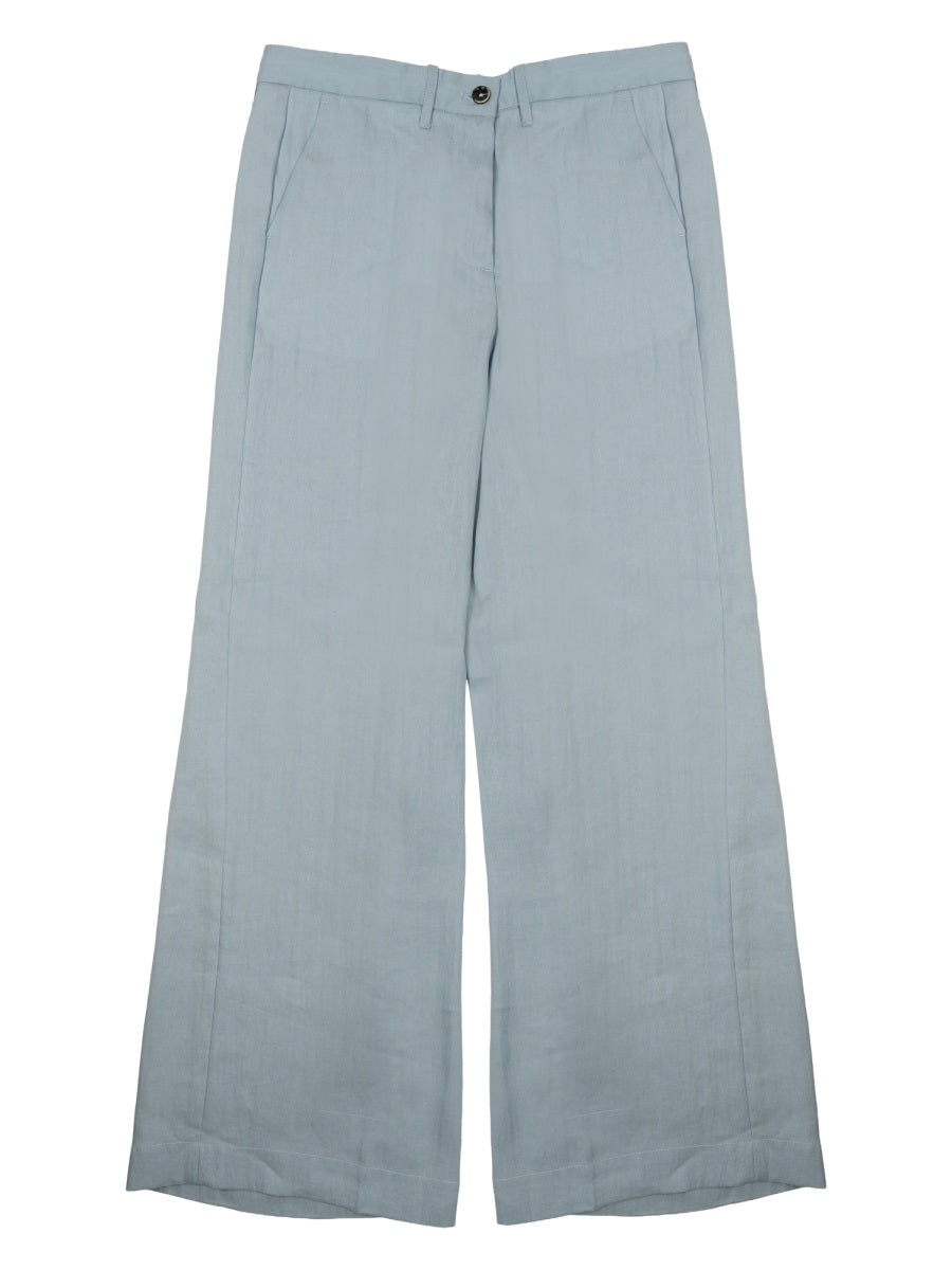 Trousers Karen Baby Blue Viscose Linen