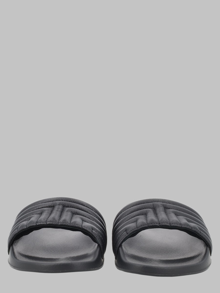 Leather Slip-On Sandals Black Calf