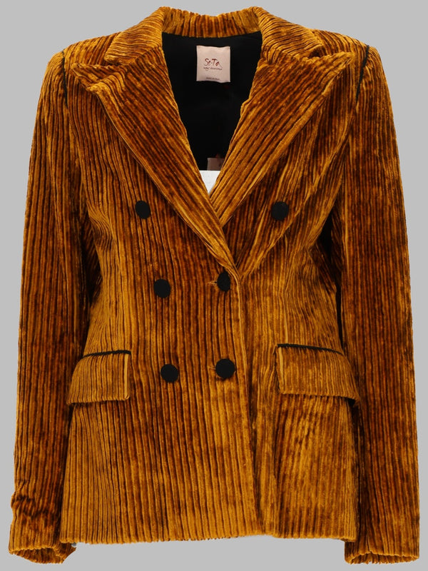 Jacket Double-Breasted Ribbed Brown
