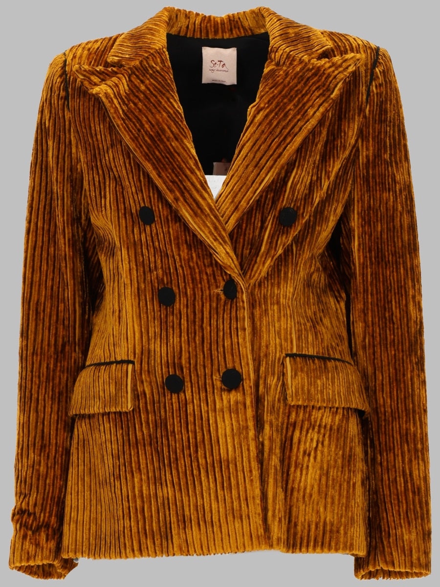 Jacket Double-Breasted Ribbed Brown