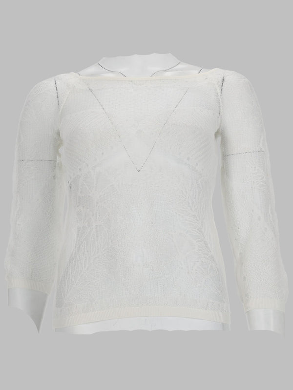 Top Viscose Net-Knit White Polyester Tops