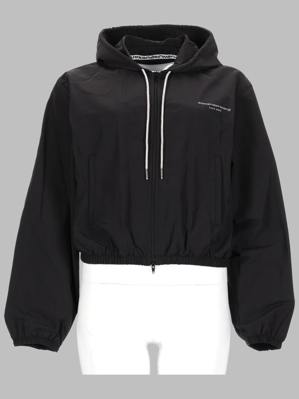 Hooded Jacket Black Cotton Polyamide