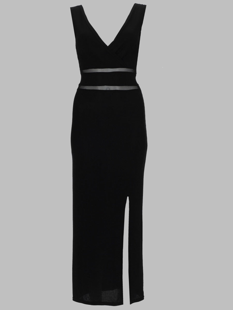 Long Dress Cotton Mix Black Acrylic