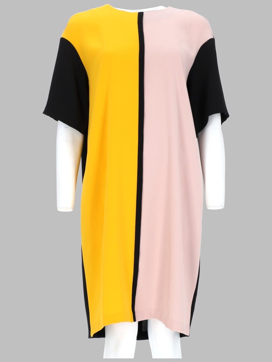 Dress Midi Short Sleeve Multicolour Polyester