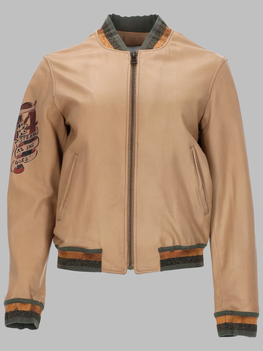 Leather Jacket Beige
