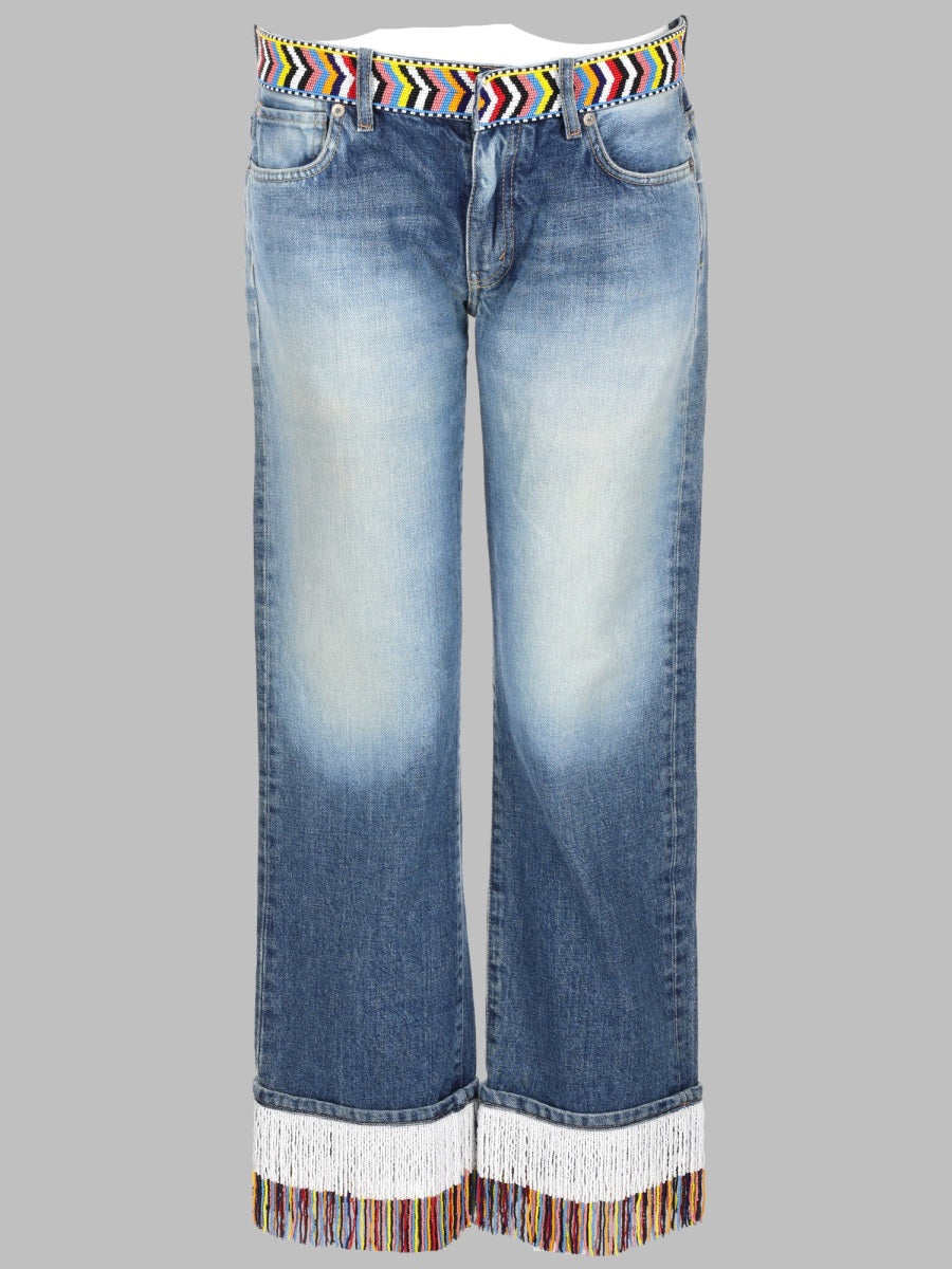 Jeans With Bead Decoration, Denim Cotton