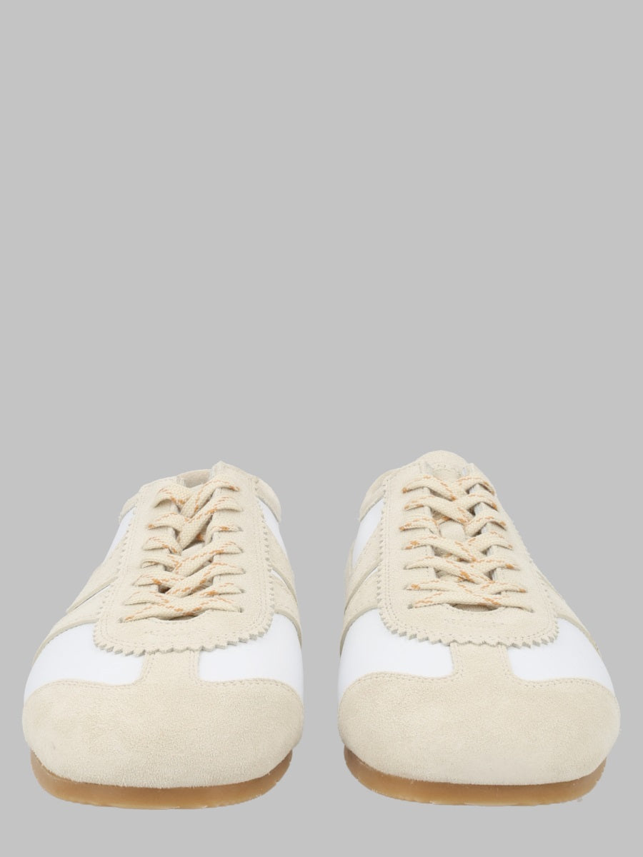 Leather Sneakers With Suede Details White Trainers
