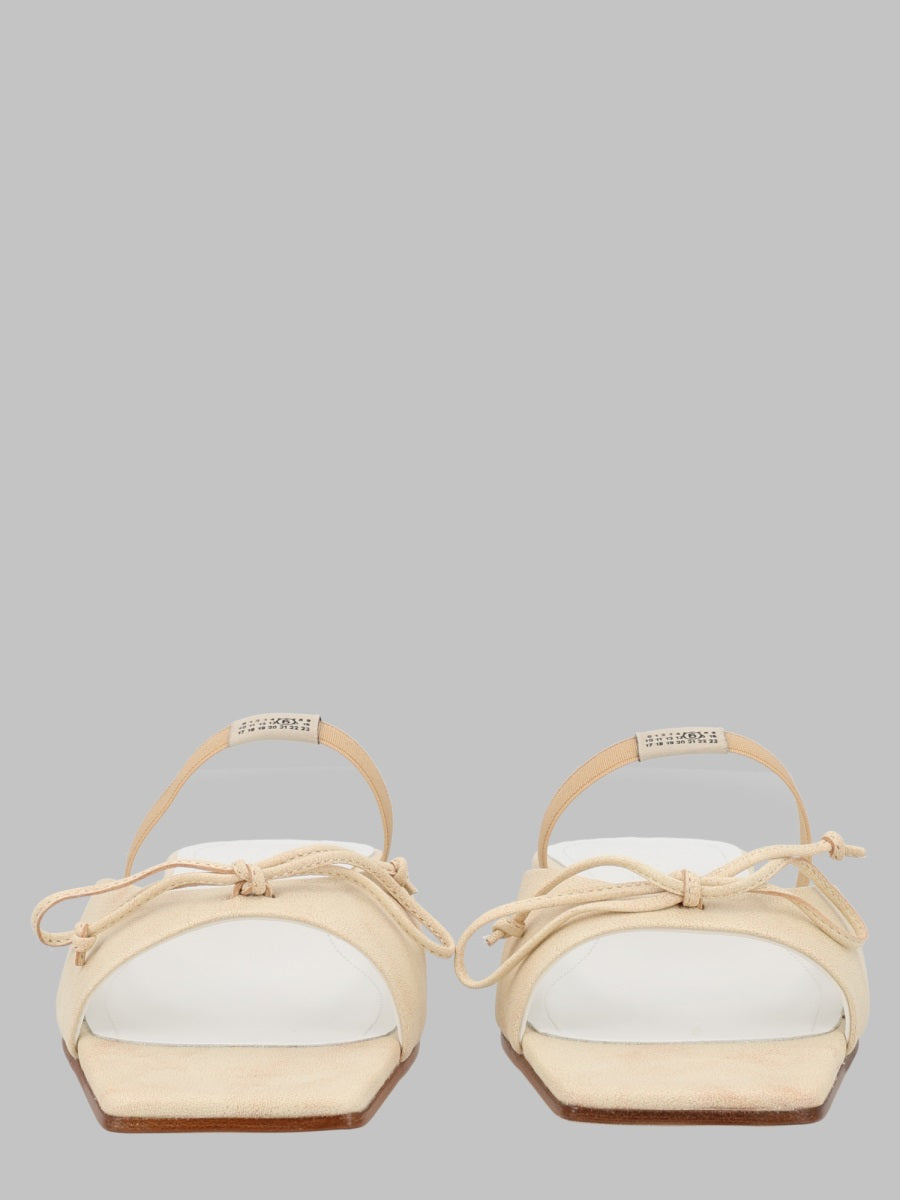 Slingback Sandals Beige Calf Leather