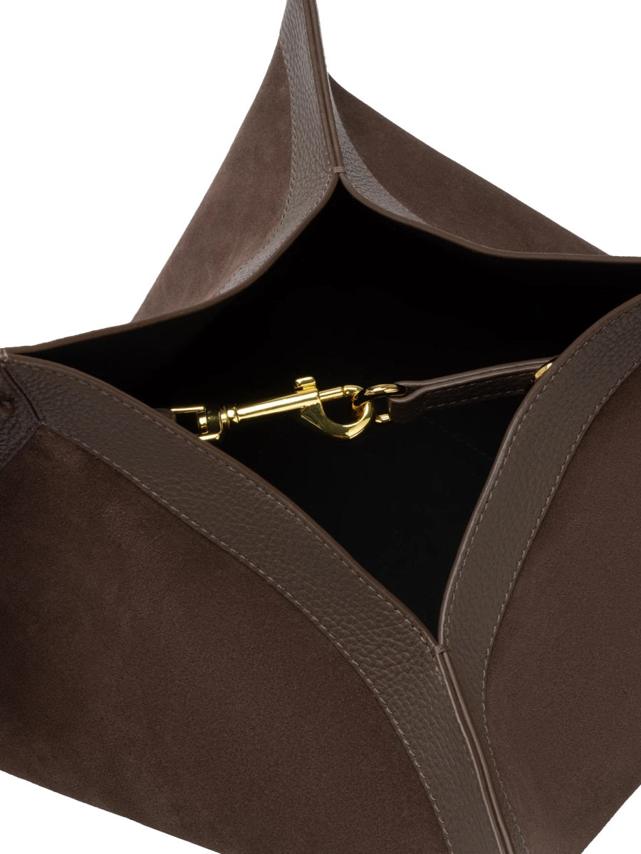 Shoulder Bag Wonton Suede Brown
