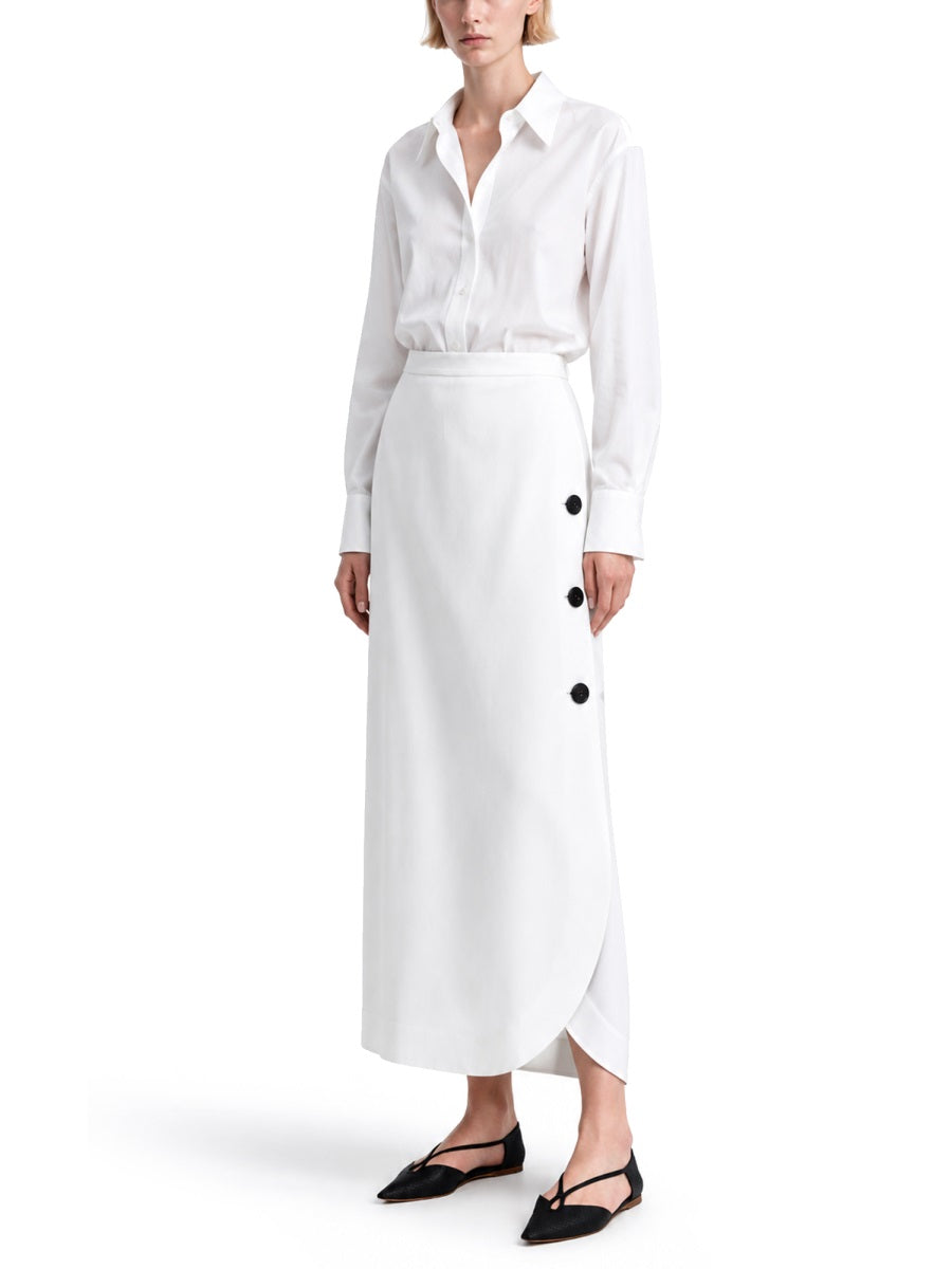 Viscose And Linen Canvas Skirt White