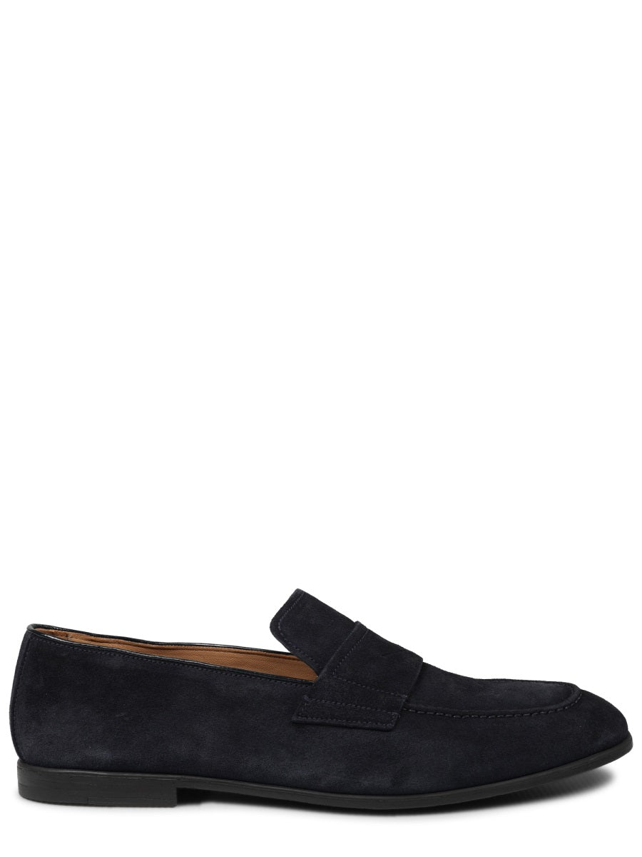 Loafers Calf Suede Blue Leather