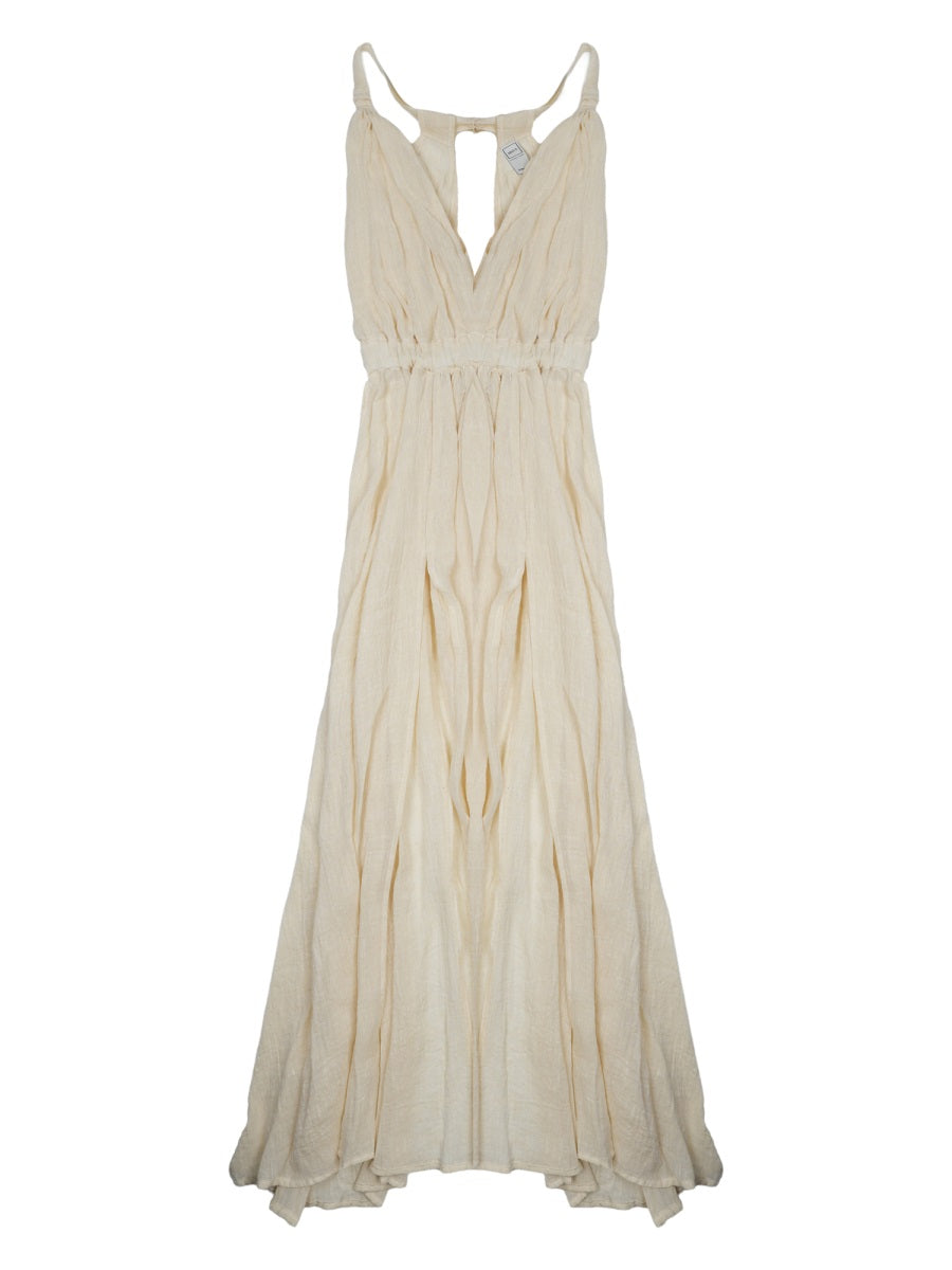 Dress Linen Blend Ivory Viscose