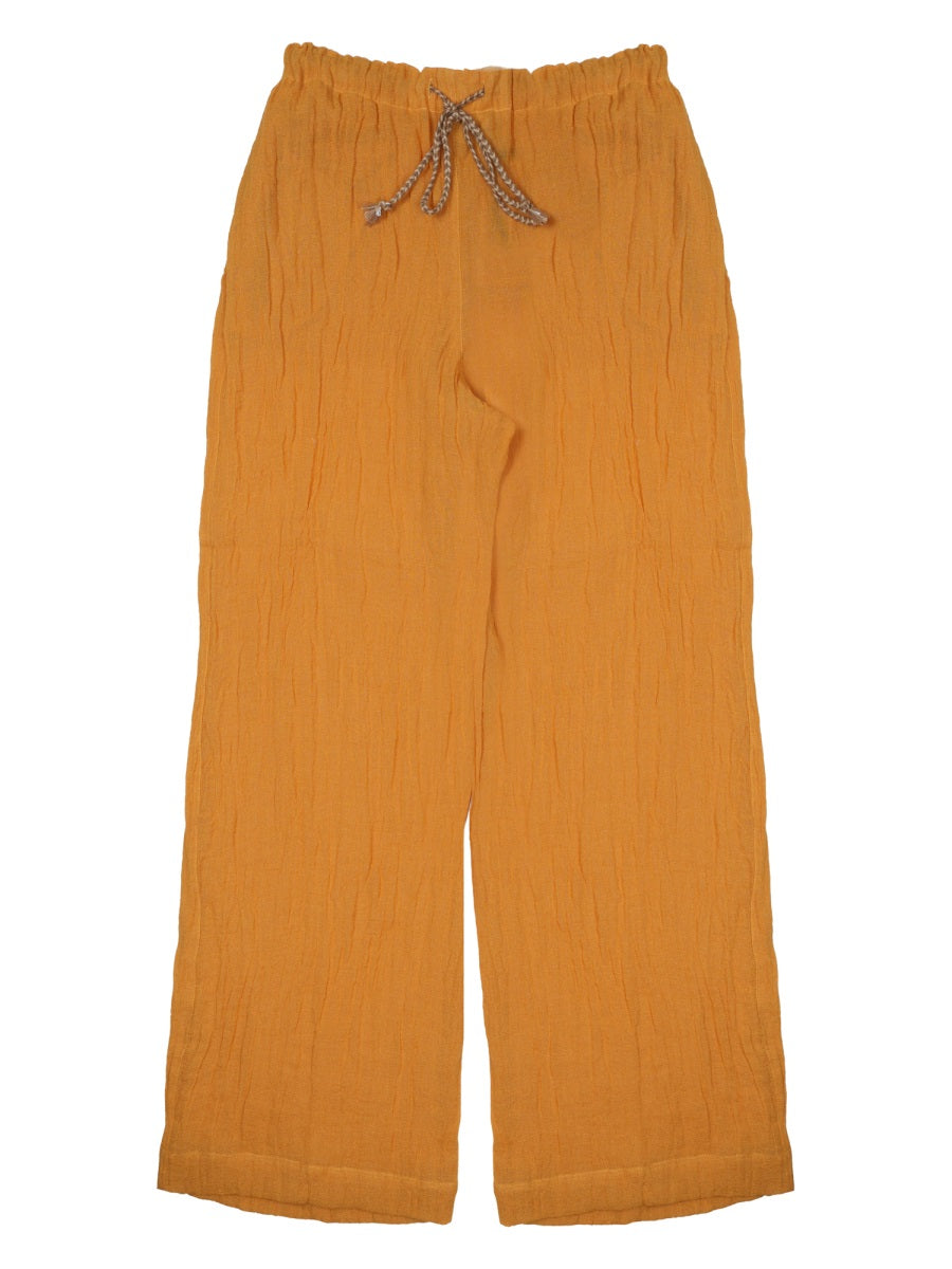 Linen Trousers Orange Polyamide