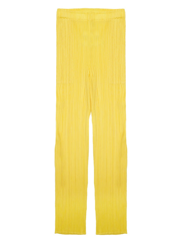 Pleated Trousers Yellow Polyester