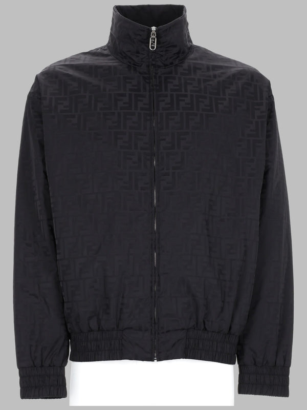 Bomber Jacket With Ff Pattern Black Polyamide