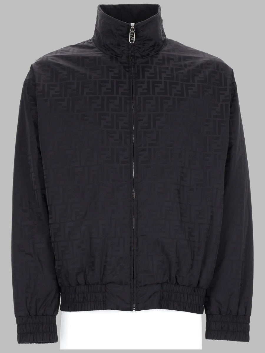 Bomber Jacket With Ff Pattern Black Polyamide