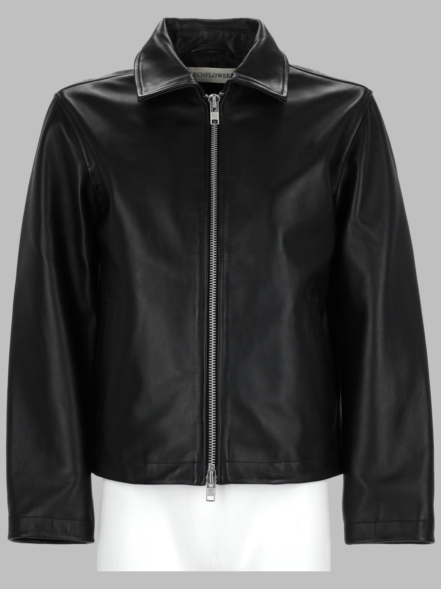 Cropped Black Leather Jacket