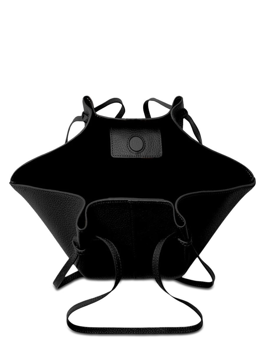 Small Mochi Bag Black O: Bovine Leather Shoulder