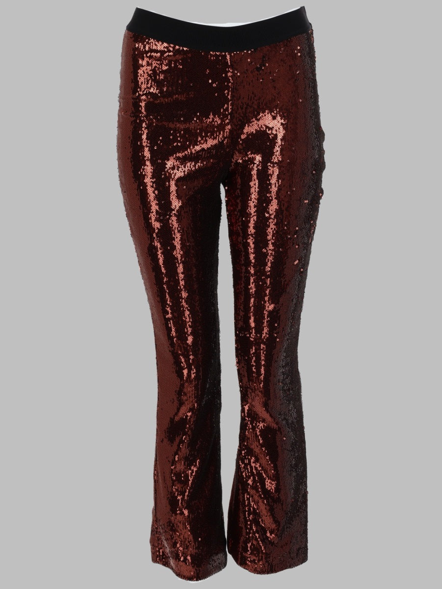 Trousers With Sequins, Brown Polyester