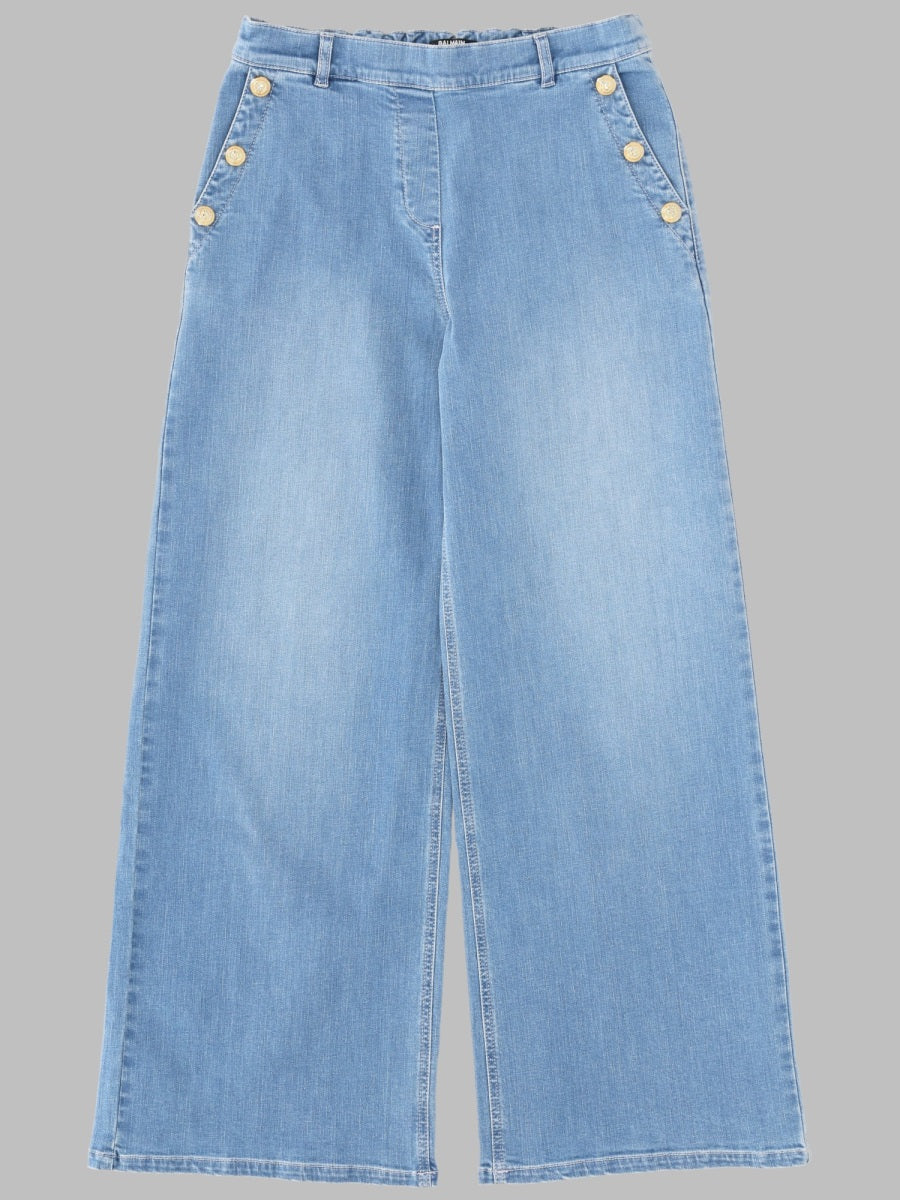 Denim Trousers Blue Cotton Elastane