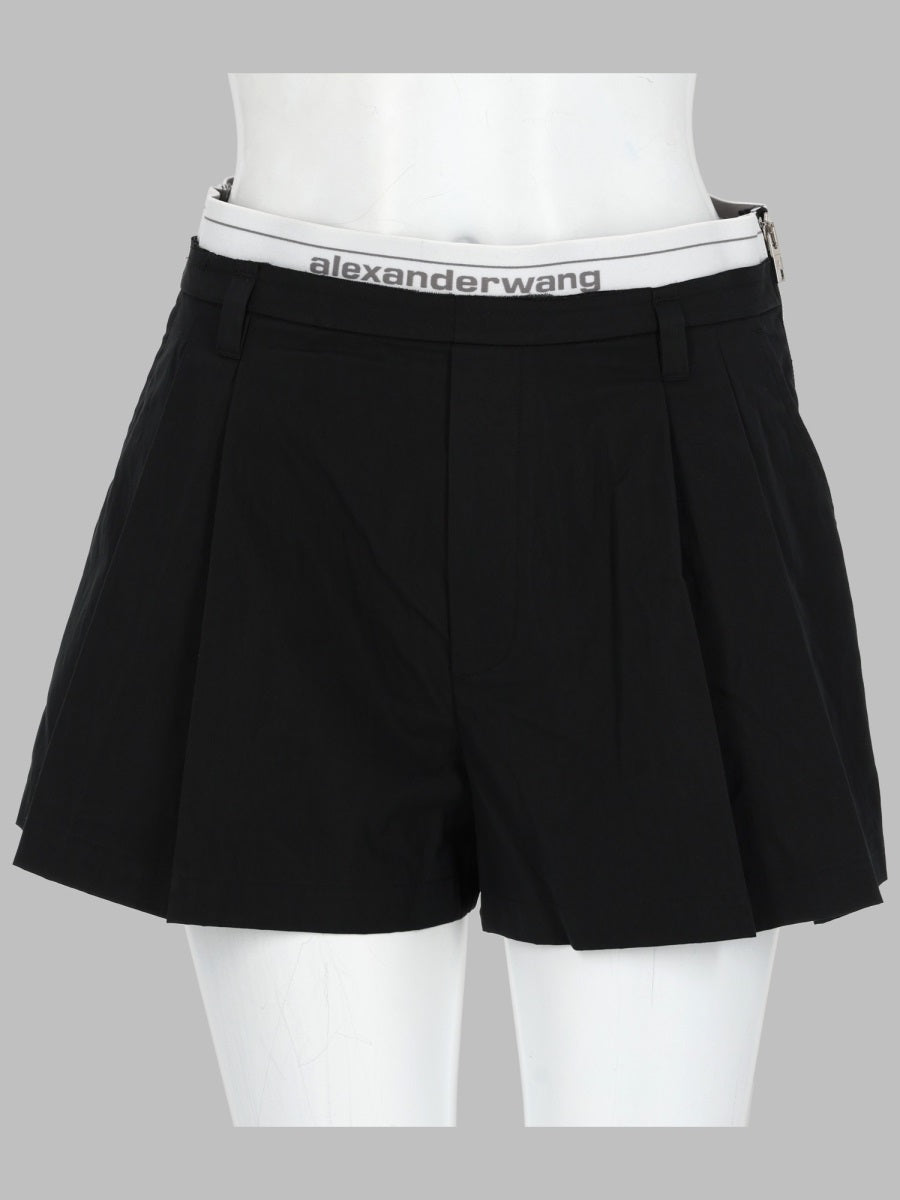 Logo-Elastic Shorts Black Cotton Polyamide