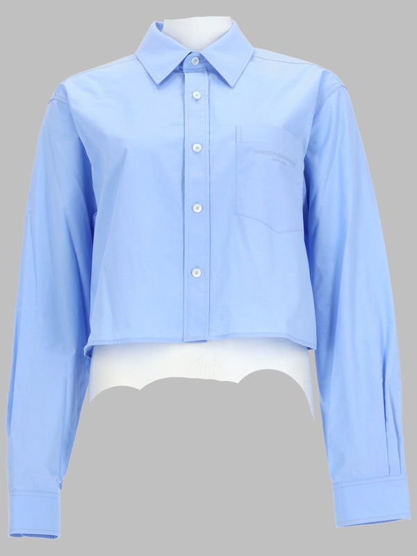 Cropped Logo Shirt Blue Cotton