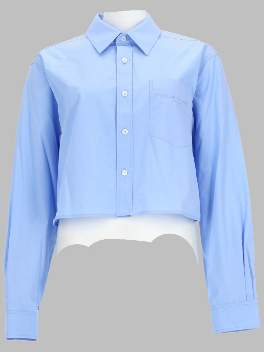 Cropped Logo Shirt Blue Cotton
