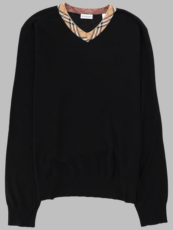 Merino Wool Jumper Check Black Jumpers