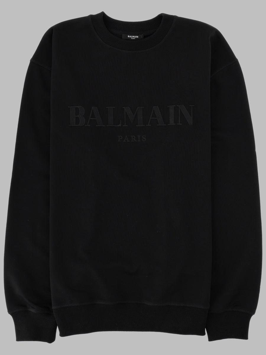 Sweatshirt Embroidered Vintage Effect Black Cotton Sweatshirts
