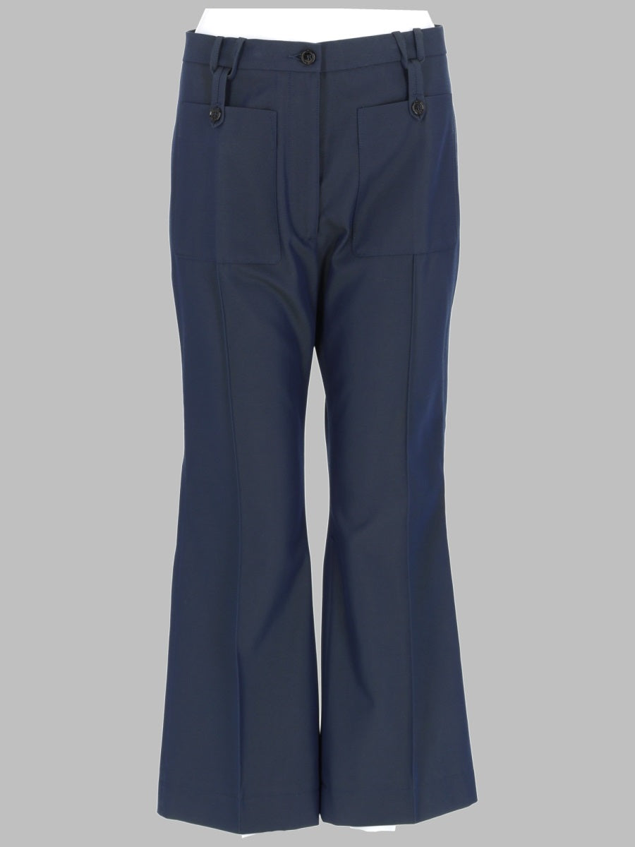 Cotton-Blend Trousers Blue Polyester