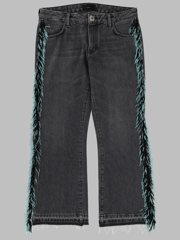 Jeans With Pearl Fringe Charcoal Cotton