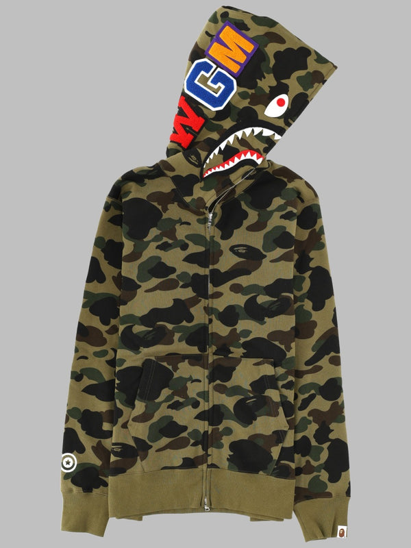 Hooded Sweatshirt Shark Military Green Cotton Sweatshirts