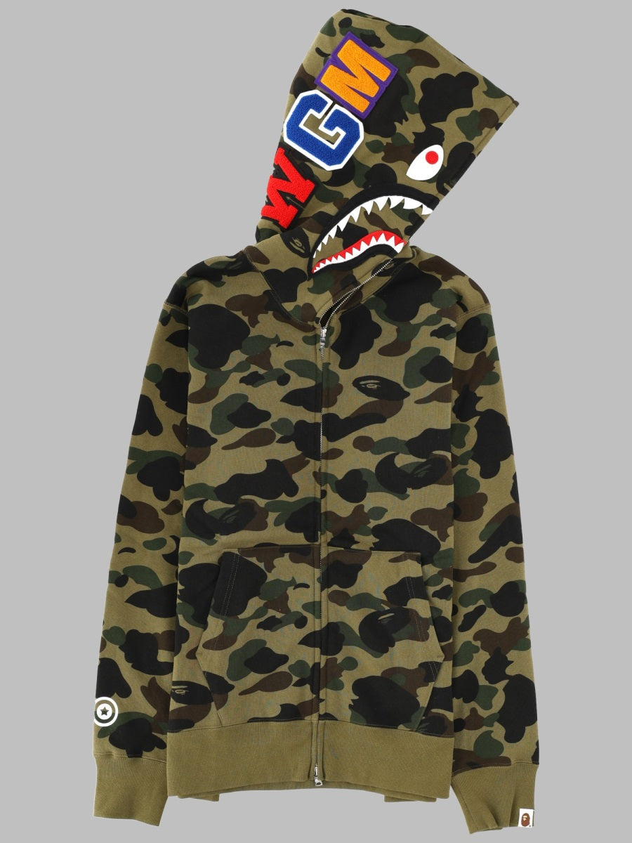 Hooded Sweatshirt Shark Military Green Cotton Sweatshirts