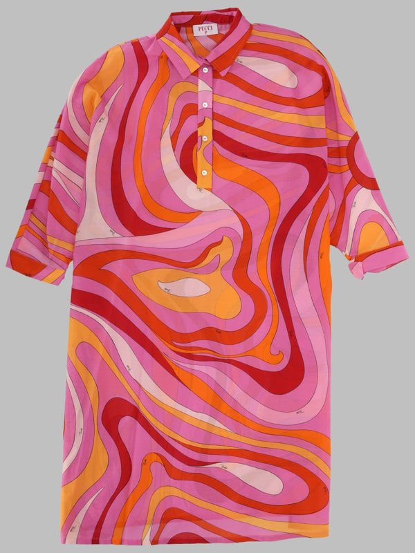 Dress Cotton-Silk Orange Cotton Silk