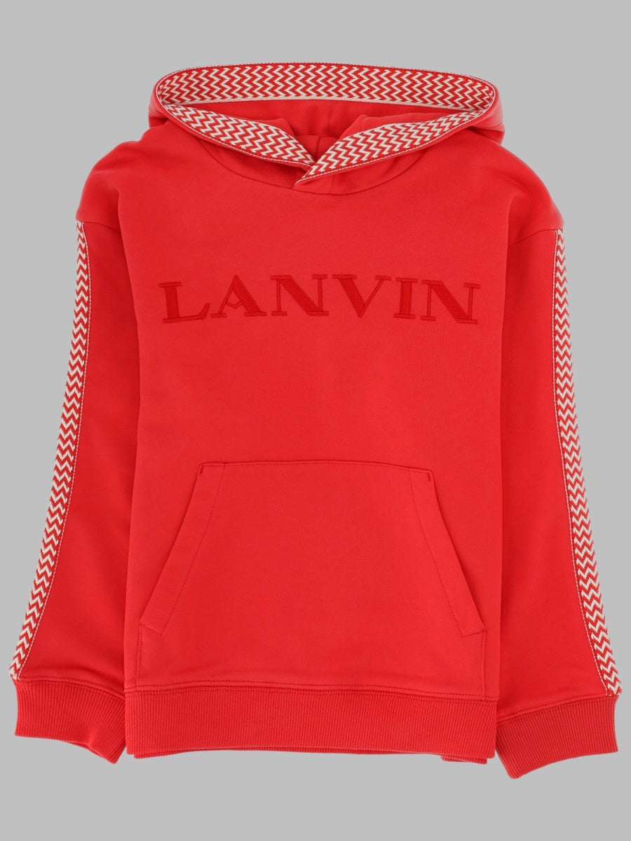 Hooded Sweatshirt Red Cotton - Trimming: Jumpers