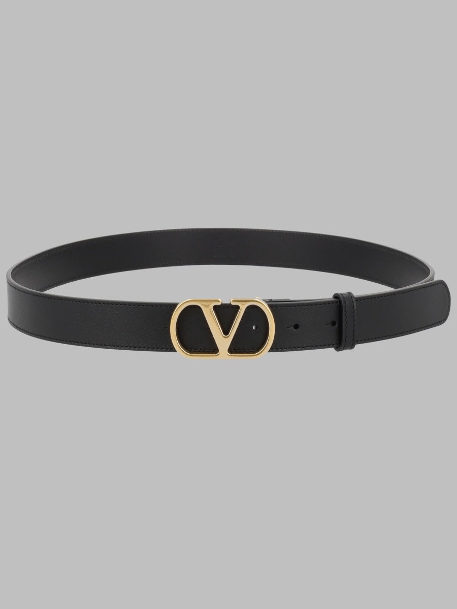 Leather Belt Vlogo Signature Black Calf