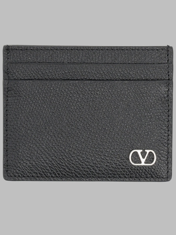 Leather Vlogo Card Holder Black Wallets & Purses