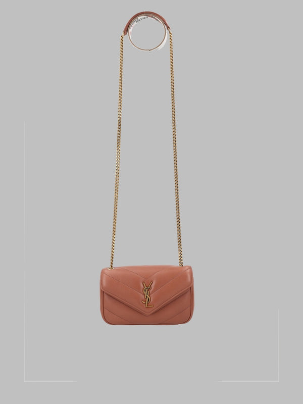 Shoulder Bag Loulou Mini Brown Leather Lamb