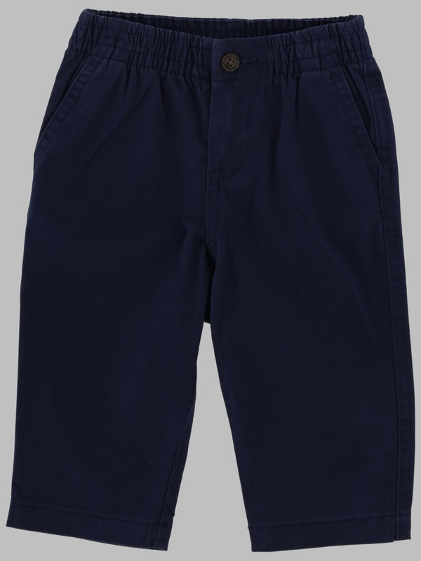 Flat Front Pants Blue Cotton Trousers