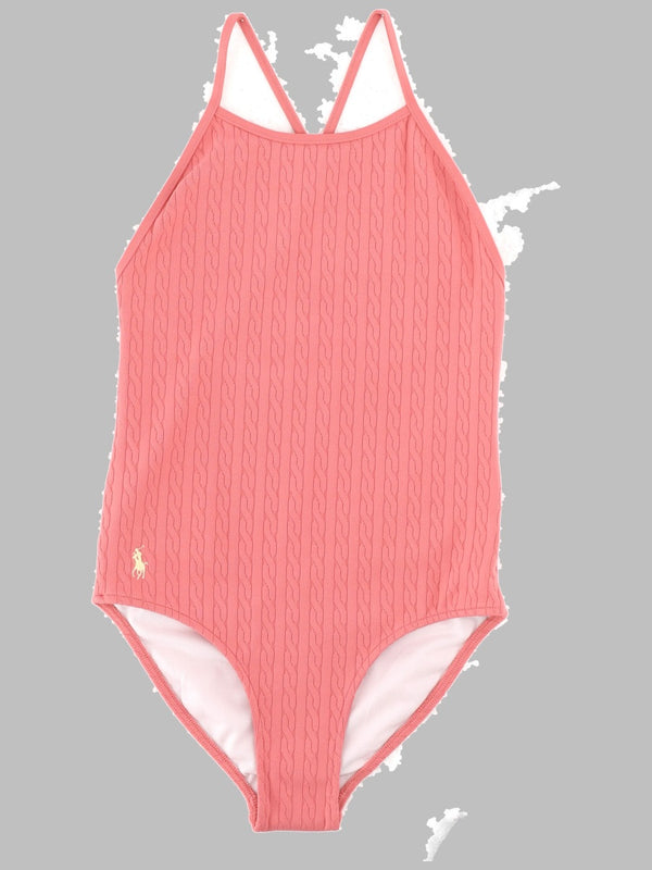 One-Piece Swimsuit Knit Hipster Red Nylon Elastane Swim Shorts