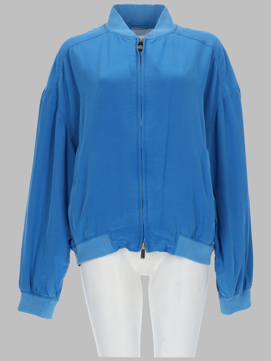 Blouson Silk Poplin Azure Jacket