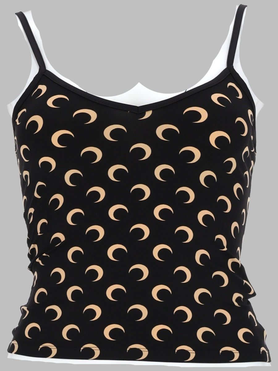 Top Moon Jersey Black Polyamide Tops