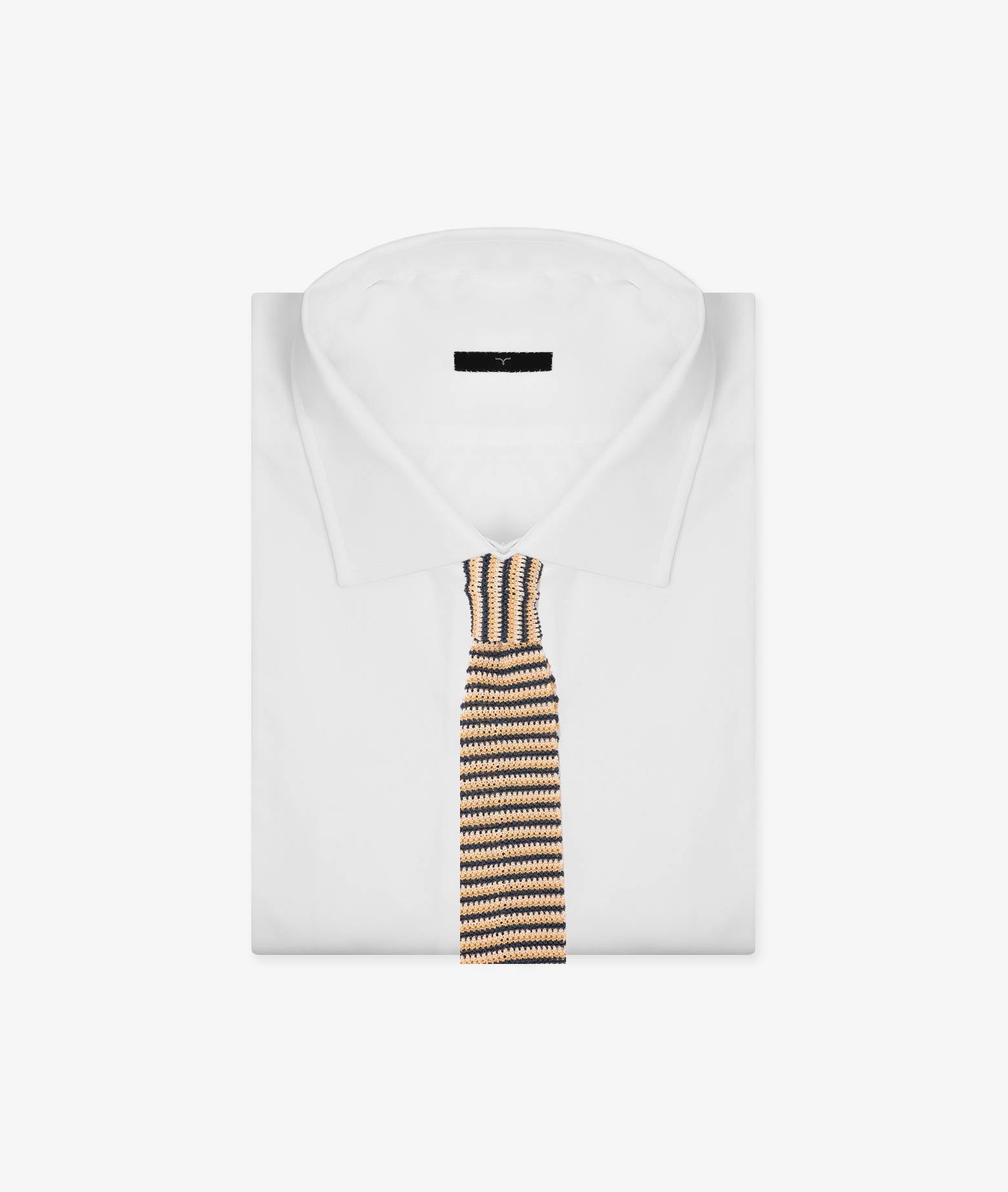 Silk Tricot Tie Yellow Knitted